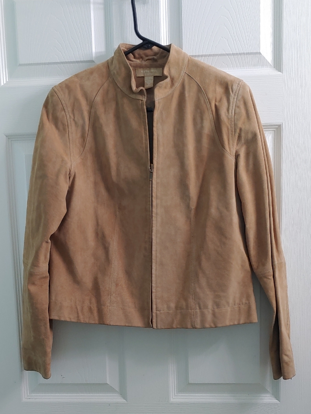 Kate Hill Suede Jacket Tan Leather Moto Jacket Women's Size 6